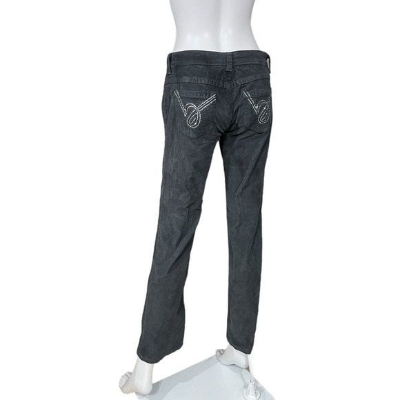 Bebe Charcoal Gray Corduroy Pants Rhinestone - Picture 5 of 12